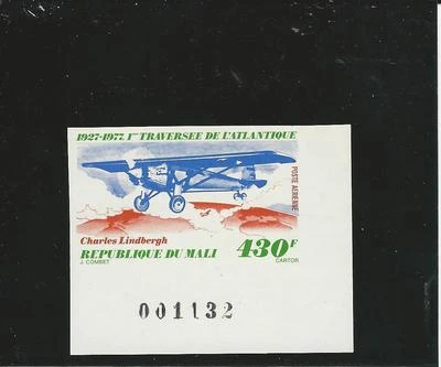 Malí: 1977; Scott C303, esquina, MNH, imperforado, Charles Lindbergh. EBML02 Foto 1 de 2