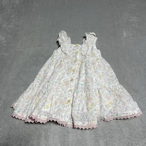 Shabby Chic Dress Girls 18m Floral Lace Ruffle Button Up Cottagecore Prairie - Picture 1 of 8