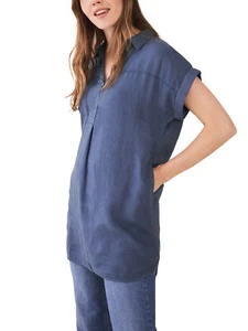EX WHITE STUFF Dusty Blue Bantu Linen Tunic in Sizes 8 10 12 14 16 18 22 RRP £65