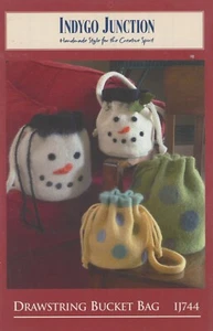 Indygo Junction Drawstring Bucket Bag IJ744 Felted Wool ANY Fabric Pattern - Picture 1 of 2
