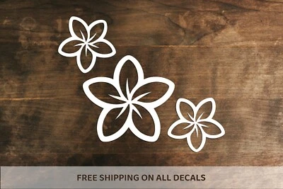 Calcomanía de vinilo Plumeria tropical | Pegatina de parachoques de flores hawaianas | Decoración de la naturaleza Foto 1 de 4