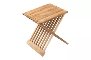 Nordic Style Indoor/Outdoor, Spa, Bath Natural Teak Wood Folding Stool - Picture 1 of 6