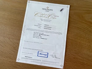 Certificado PATEK PHILIPPE Certificate Of Origin - 5905P - Watches Collectors - Picture 1 of 8