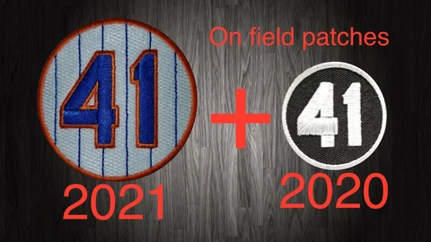 Both Tom Seaver Patch 41 Memorial 2021 + 2020  New York Mets  Baseball Jersey Cover