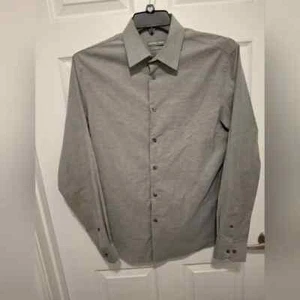 Geoffrey Beene M Gray Slim Fit Flex Collar Long Sleeve Button Up Dress Shirt - Picture 1 of 4