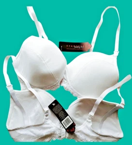 Lot of 2 Evanesse Nursing Breastfeeding Bras Drop Cup Sz36DD Soft White Lace NWT - Picture 1 of 13