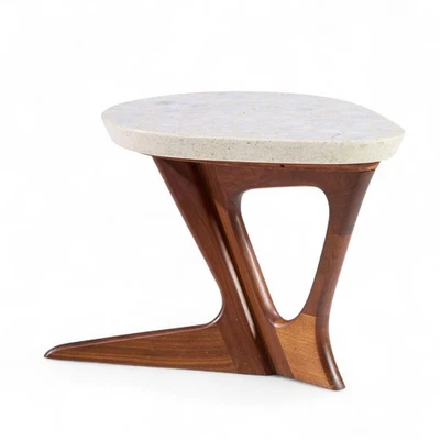 Harvey Probber Mid Century Walnut and Terrazzo Side End Table - Image 1 of 4