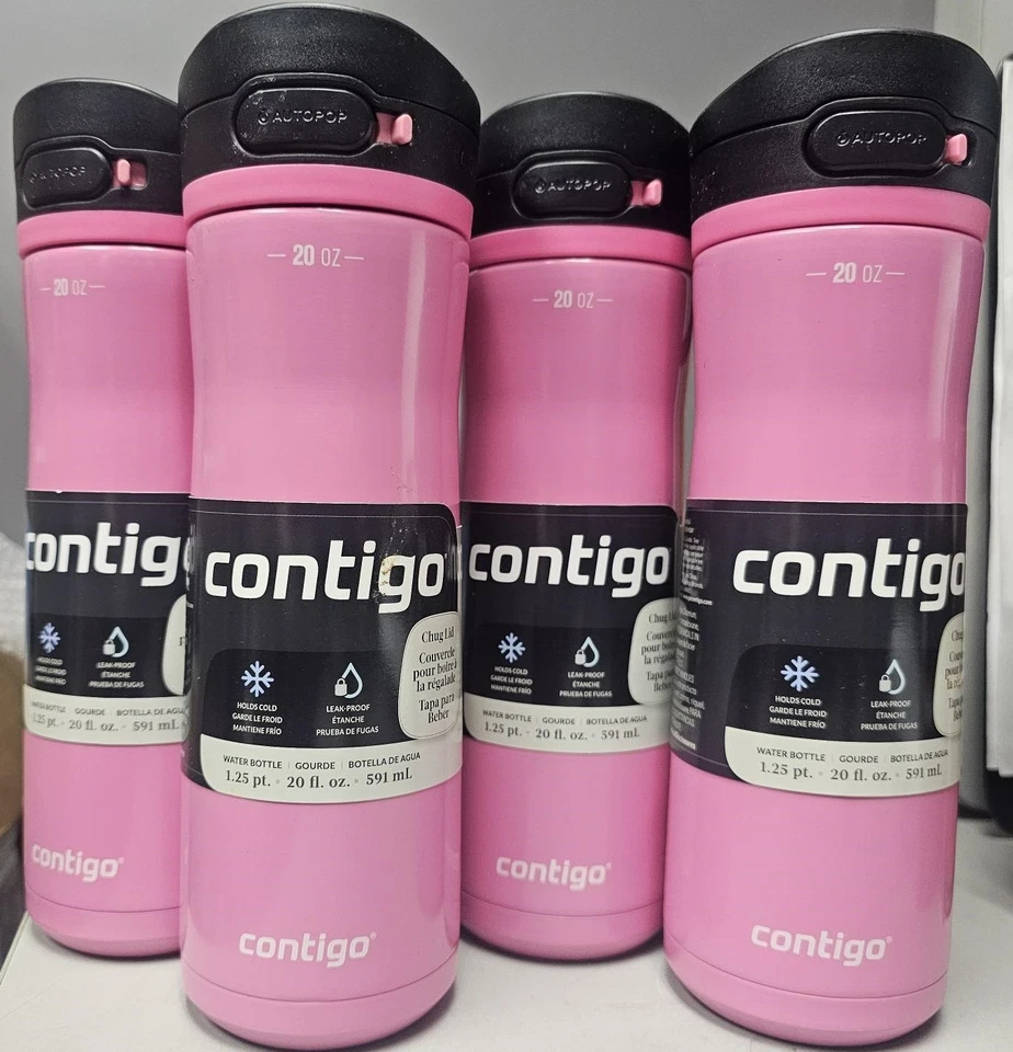 4x CONTIGO PINK Jackson Chill 2.0 garrafa de água de aço inoxidável com isolamento a vácuo - Imagem 1 de 2