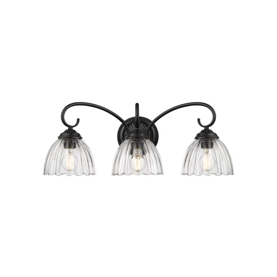 Luz de tocador Golden Audra de 3 luces, negro mate/vidrio transparente - 6952-BA3BLK-CLR Foto 1 de 1
