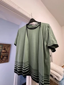Croft & Barrow Black Stripped Twin Set Cardigan Short Sleeve 2X - Picture 1 of 7