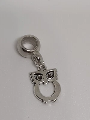 Charm Ciondolo  Gufo Porta Fortuna Silver Tono Argento - Immagine 1 di 2