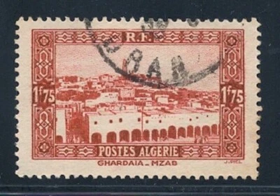 ALGERIA #100 1.75fr View of Ghardaia Algerie USED VF VLH P13 Hand Cancel 1936 - Image 1 of 2