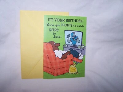 Hallmark Heartline Birthday Greeting Card & Envelope ~ Watch Sports, Drink Beer Foto 1 de 3
