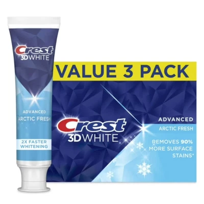 Crest 3D White Arctic Fresh Teeth Whitening Toothpaste, 3.3 oz, 3 Pack - Image 1 of 4