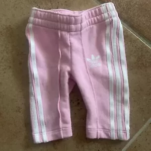 Adidas Girls Youth Size 3M Pink White Elastic Waist Sweatpants - Picture 1 of 3