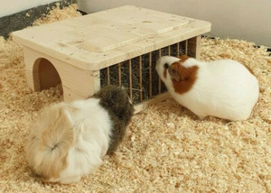 Meerschweinchenhaus Kleintierhaus mit Heuraufe Meerschweinchenhäuschen 80008 - Bild 1 von 7