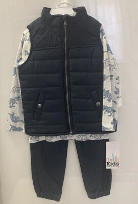 Conjunto de dinosaurio con capucha manga larga azul marino talla 4t de 3 piezas para niños Foto 1 de 4