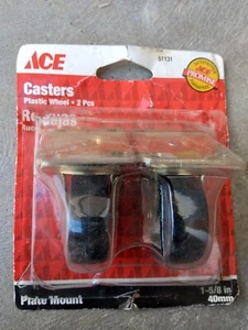 NOS ACE 51131 Kunststoff Radrollen Set Paar Messing Plattenbefestigung 1-5/8" 40 mm - Bild 1 von 3