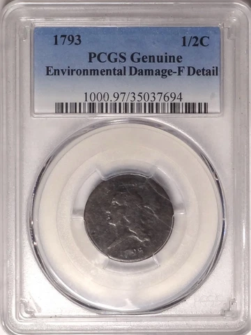 1793 1/2C PCGS Fine Details First Year Issued Liberty Cap Half Cent Type Coin Cover