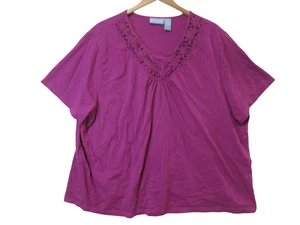 Camiseta Liz & Me talla 3X 26/28W para mujer púrpura fucsia cómoda cuello en V versátil - Imagen 1 de 9