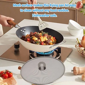 3Pcs Stainless Steel Splatter Screen Foldable Handle Explosion Proof Grease - Picture 1 of 12