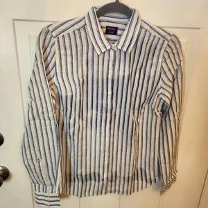 UNTUCKit Leinen langärmeliges geknöpftes Shirt Größe 4 weiß Neu ohne Etikett Fertigstreifen - Bild 1 von 5