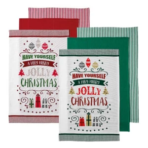 Ladelle Set of 3 Kitchen/Tea Towels - Very Merry Jolly Christmas - Dishcloth - Picture 1 of 3