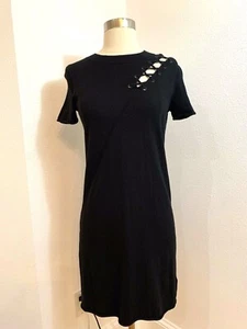 NEW N:PHILANTHROPY BLACK LACE UP CUT SHORT SLEEVE MINI DRESS SIZE S $268 - Picture 1 of 7