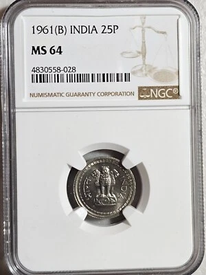 India 25 Paise 1961B NGC MS 64 - Image 1 of 2