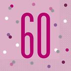 60. urodziny Bling Party - Pasujące dekoracje pokoju i zastawa stołowa w kolorze różowym  