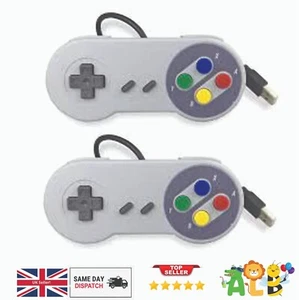Pack of 2 Wired USB Controllers NEW Compatible with SNES Emulators Retro Gaming - Picture 1 of 3