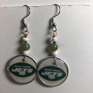 New York Jets Earrings, Very Lightweight, Finished Back - Picture 1 of 4