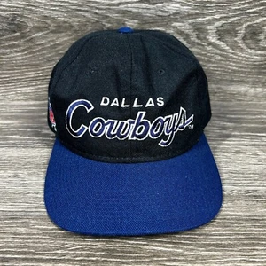 VINTAGE Dallas Cowboys Men's Snap Back Black/Blue Script Sports Specialties Hat - Picture 1 of 9