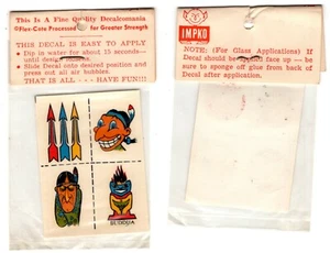 BRAVES Pfeile BUDDHA IMPKO 4 Cartoon Bilder 60er Jahre Wassertransfer Aufkleber ORIGINAL - Bild 1 von 1