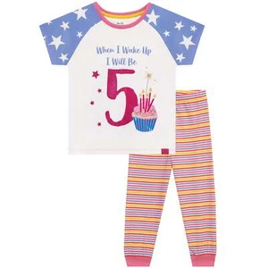 I Am 5 Cumpleaños Pijamas Niños Niñas 4 5 6 Años PJs Rayas Estrellas Cupcake Brillo - Imagen 1 de 7