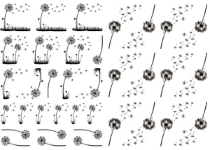Dandelion Bits 35 pcs 0.75 to 1.5 Inch Black Fused Glass Decals - Picture 1 of 1