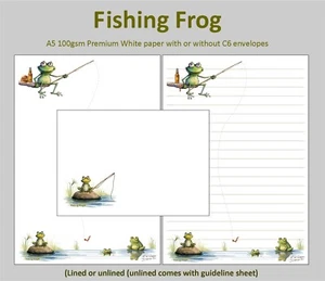 Fishing Frog - A5 Letter Writing Paper with or without matching envelopes - Picture 1 of 1