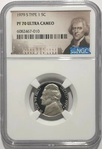 1979 S Type 1 Gem Proof Jefferson Nickel NGC PF70 Ultra Cameo 5c Cent Top Pop - Picture 1 of 3