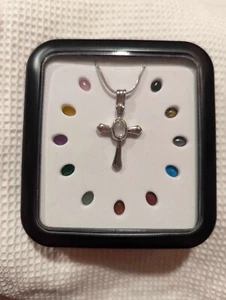 Rhodium Plated Necklace Interchangeable Cross Pendant - Picture 1 of 5