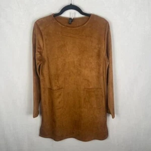 NWT Ravel Women's Tan Brown Suede Long Sleeve Dress Tunic, Size Small - Picture 1 of 7