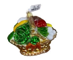 Nuevo Neiman Marcus Cesta de Verduras Navidad Vidrio Adorno - Imagen 1 de 2