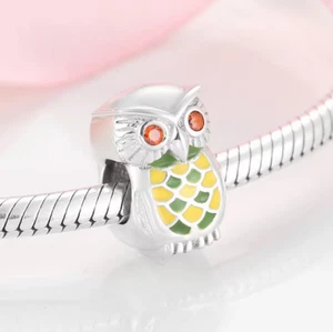 Charm Perle 925 Silber Eule Steinchen - Anhänger passt für Pandora Armband - Bild 1 von 1