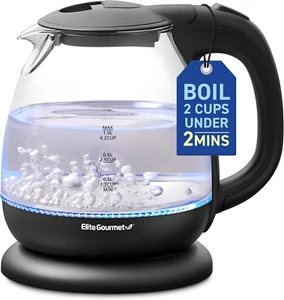 Clear Glass Tea Kettle Cordless Electric Water Teapot 1100W Safe Fast Boiling - Picture 1 of 11