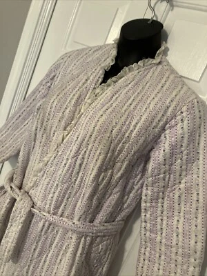Abrigo de casa acolchado Lanz of Salzburg de colección para mujer bata grande lavanda con cinturón Foto 1 de 4