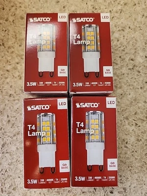 4 Pack Satco S11231 JCD LED  3.5W 35W Double Loop G9 T4 Clear 4000K Light Bulbs - Image 1 of 3