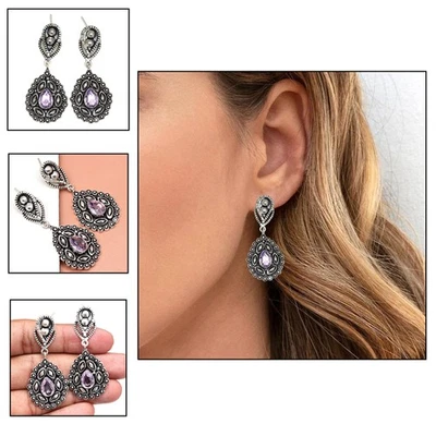 925 Silver Amethyst Sterling Gemstone Earring Jewelry Handmade Earrings Purple - Image 1 of 4