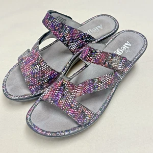 Alegria PG Lite Loti Sz 39 8.5 Leather Funtastic Metallic Snakeskin Wedge Sandal - Picture 1 of 8