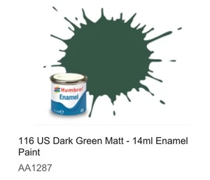 Humbrol Enamel 14ml (116) US Dark Green Matt AA1287 - Picture 1 of 1