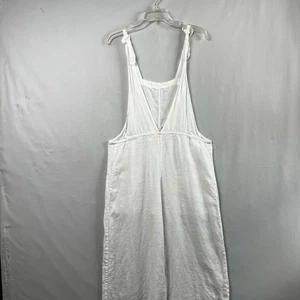 9seed Jumpsuit Womens Petite Small White Wide Leg Overall Linen Coastal Beach - Picture 1 of 13