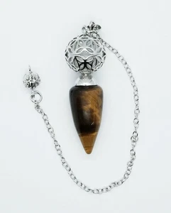 Tigers eye Healing Crystal Pendulum sphere luck protection protect dowser + bag - Picture 1 of 1